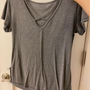 basic gray crossover tee